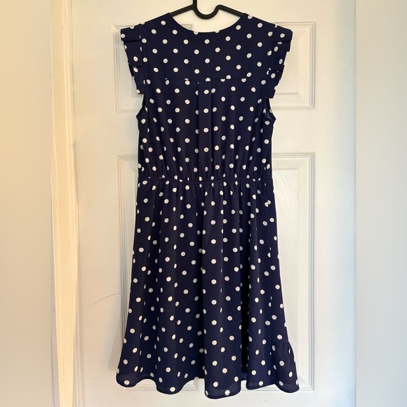 Monteau Navy and White Polka Dot Dress - Picture 2 of 4